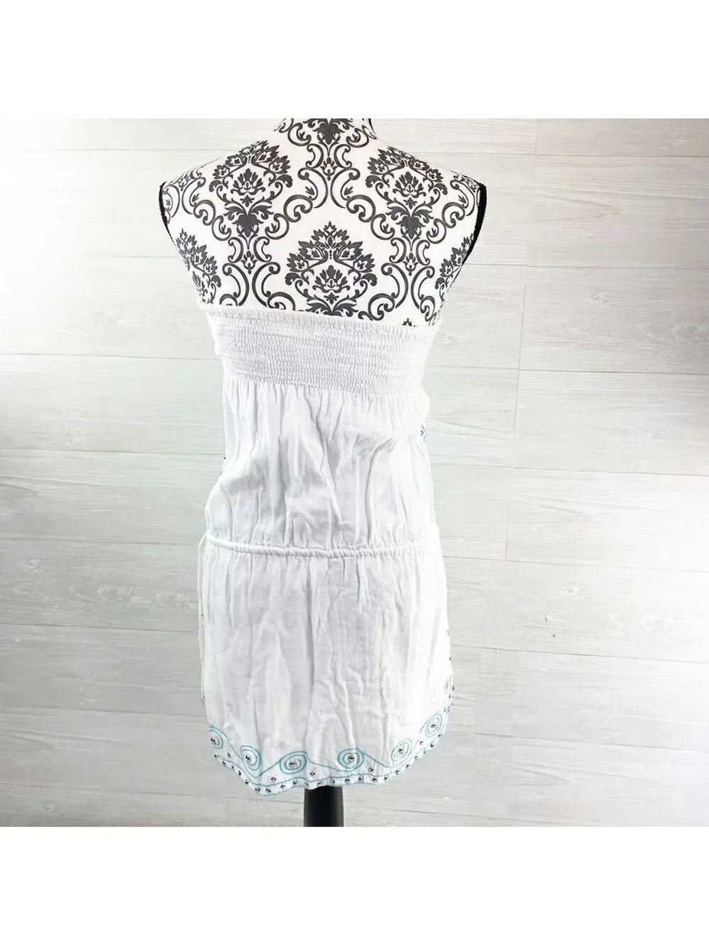 Melissa Odabash Beaded Embroidered Tie Waist Strapless Swimsuit Cover